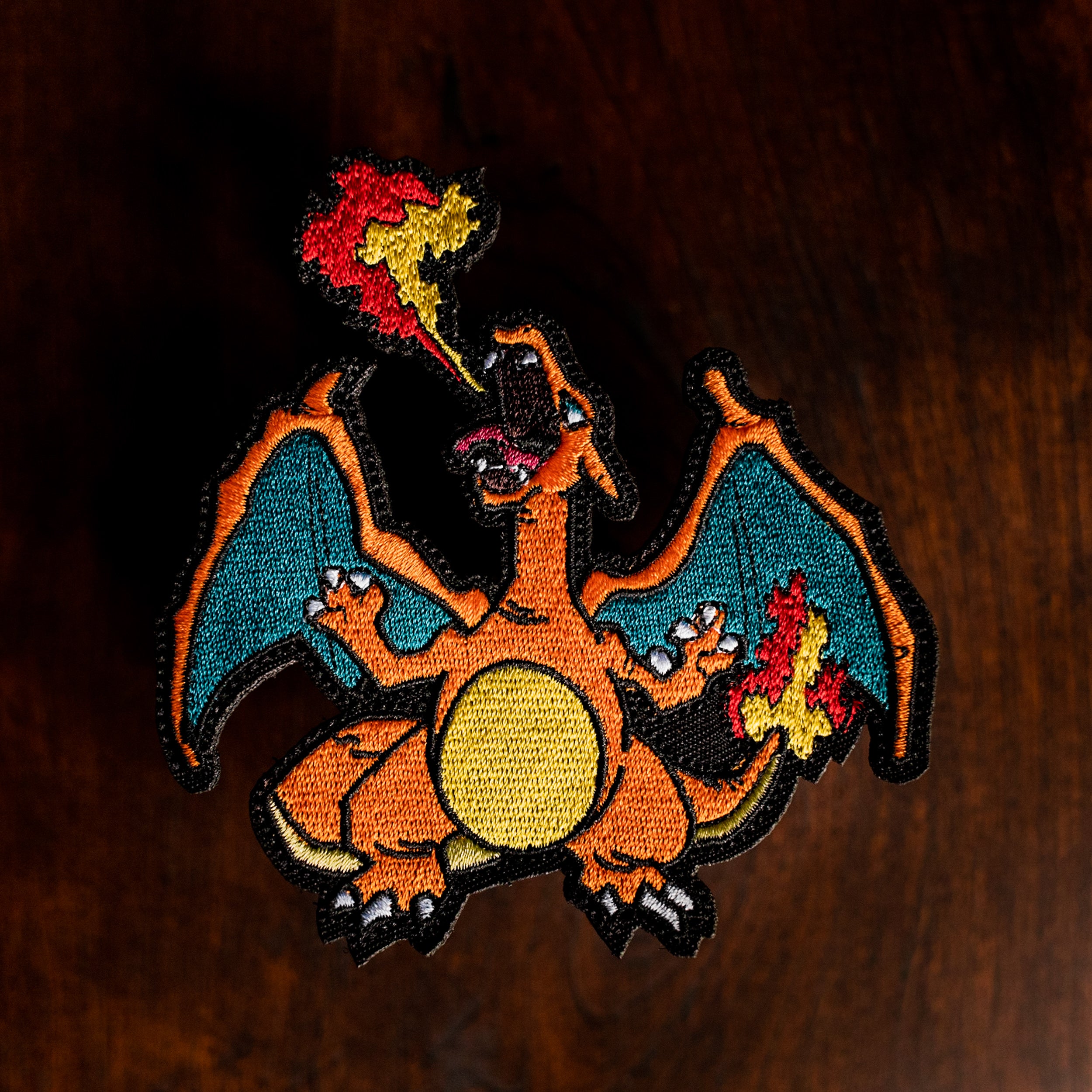 Shiny Charizard Iron on Patch Metallic Embroidered. Pokemon Patch. 