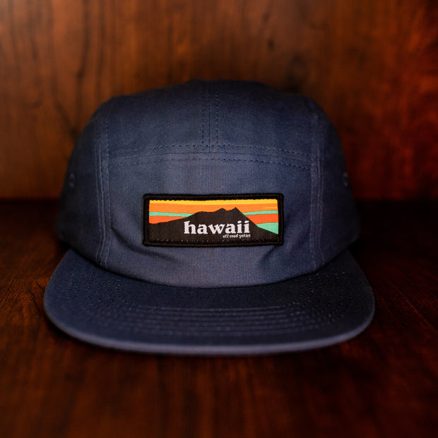 Sunset 5-Panel Blue Waxed Canvas Camper Hat